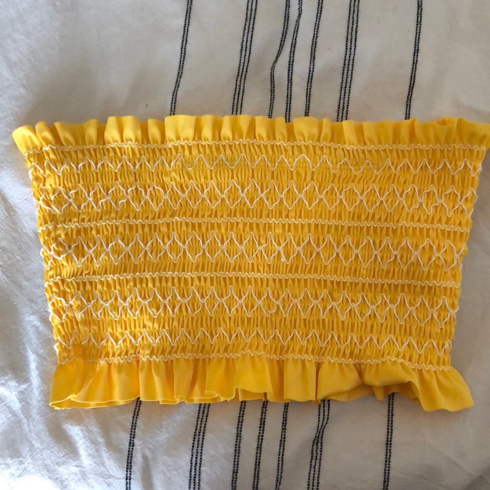 Mustard Yellow Bandeau Swim Top